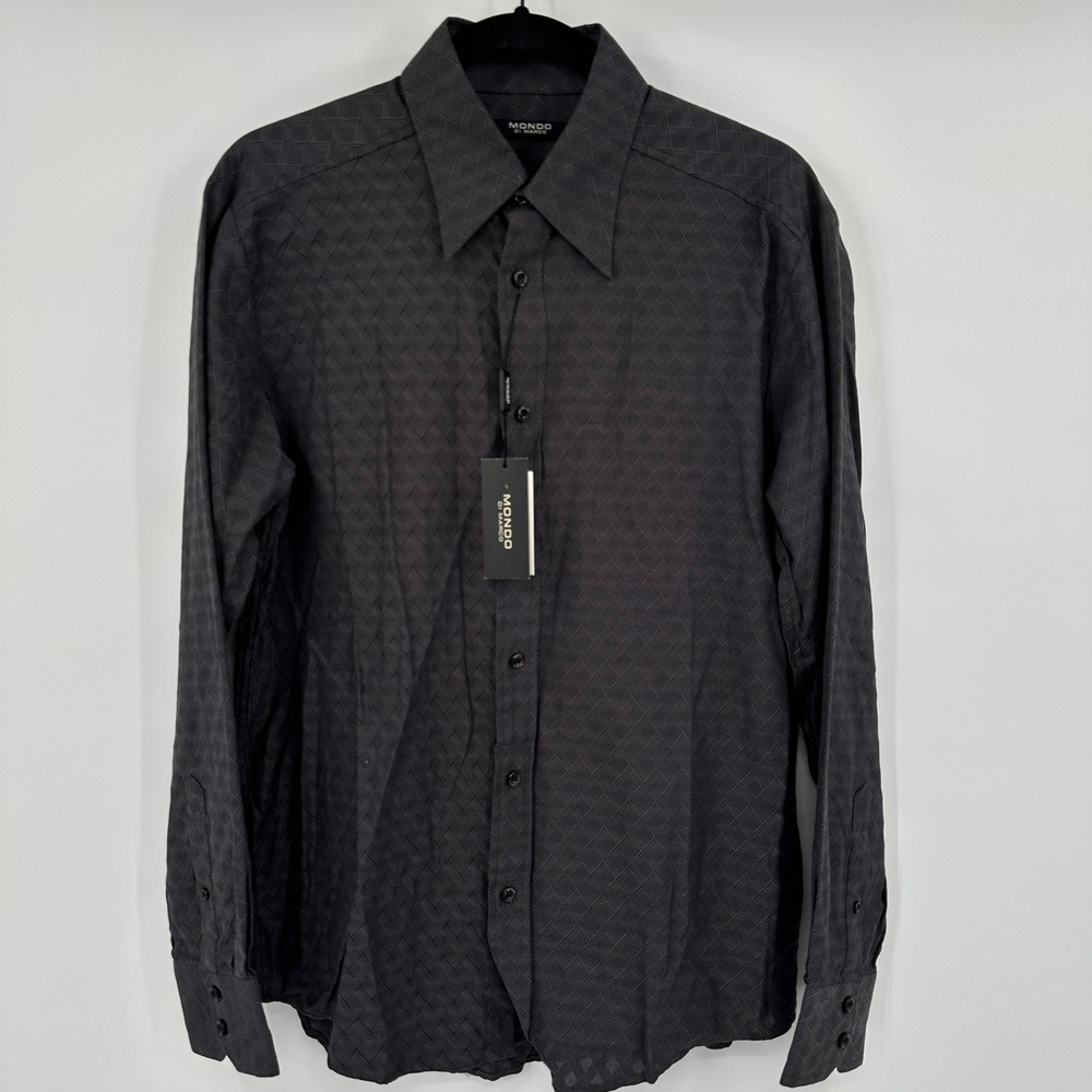 MONDO DI MARCO Mens Black Geometric Pattern Button Down‎ Shirt M/M